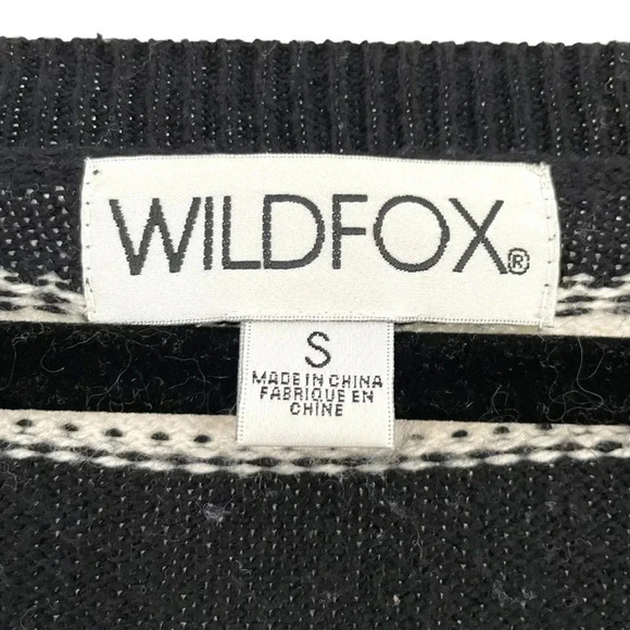 Wildfox Distressed Striped Vneck Sweater Black White - Picture 5 of 13